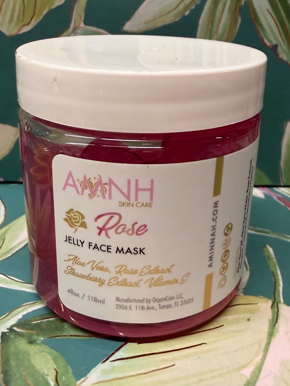 Aminnah Rose Jelly Face Mask 4 oz Hydrating Skincare